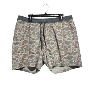 BURLEBO Mens Duck Camo 5.5 Inch Athletic Shorts XL Gray Tan BLB021ZI NWT